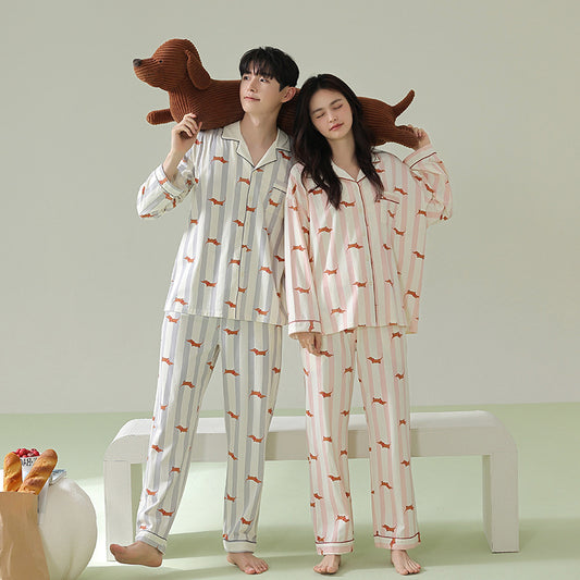 Dachshund cotton couple pajamas 80018