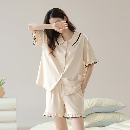 Pure cotton short sleeved cardigan set 80020